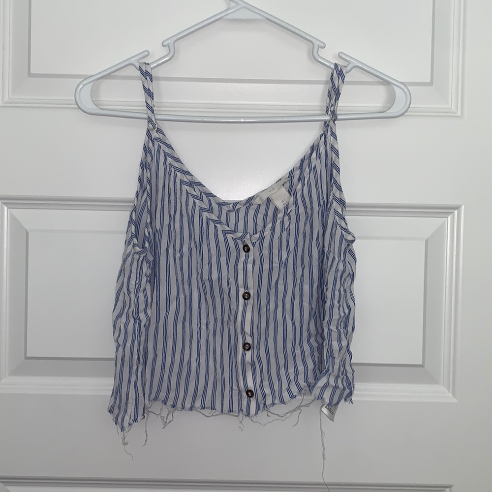 Cropped striped button up tank
